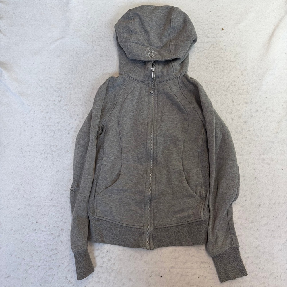 Lululemon Scuba Full Zip Hoodie Womens 4 Heathered Grey Cotton Blend Activewear